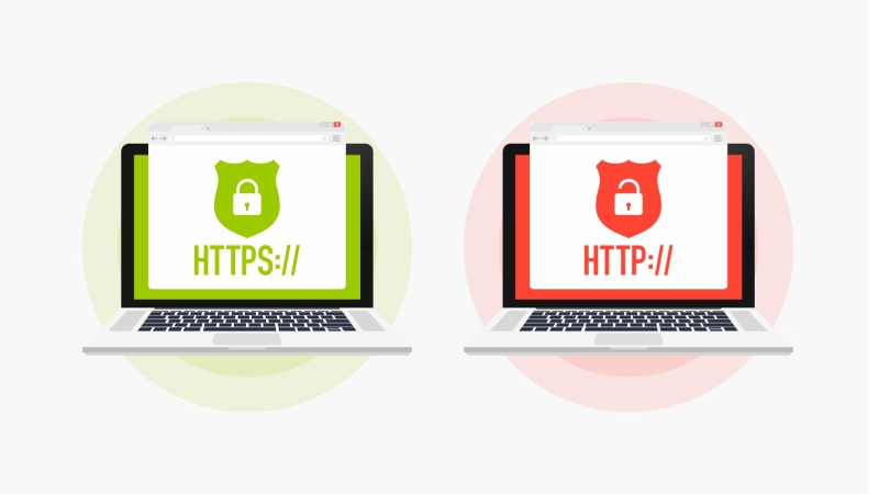 تفاوت نمایش سایت با گواهی‌نامه‌ی SSL و فاقد گواهی‌نامه در آدرس‌بار
