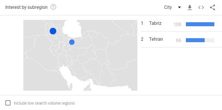 مشاهده میزان جستجوی کلمات کلیدی در شهرهای مختلف با گوگل ترندز